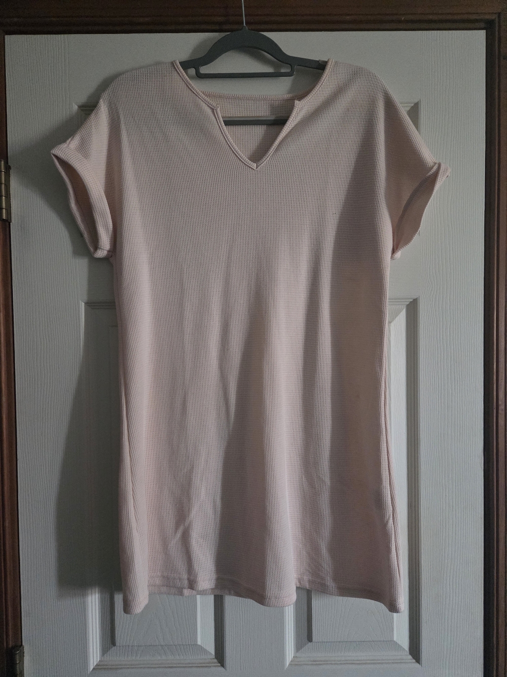 SHEIN Blush Pink V-Notch Mini Dress